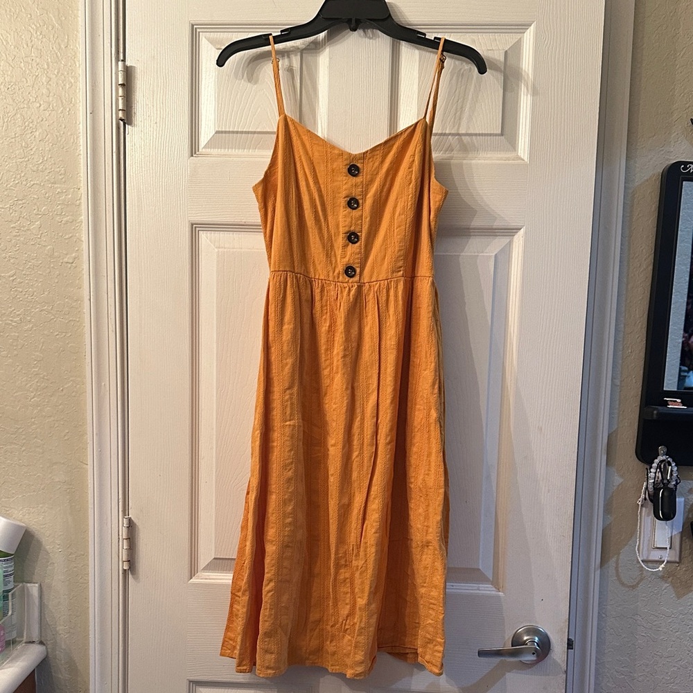 J for Justify Orange Midi Dress with Button Detail